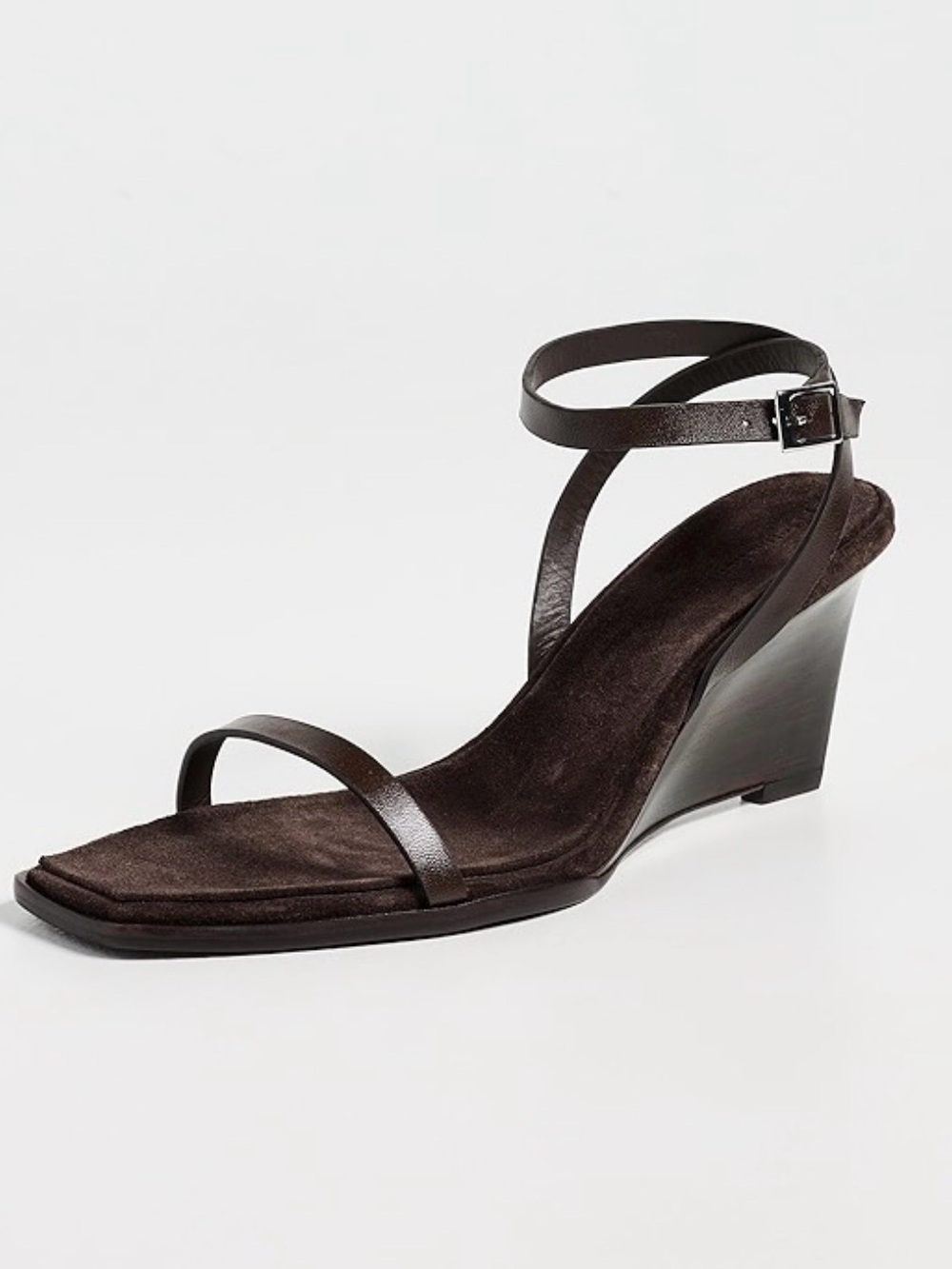 Reformation Lina Wedge Sandal Dark Brown